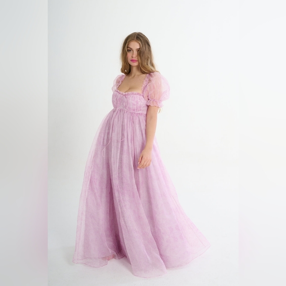 BNWT Selkie The Pink Porcelain Silk Gauze Seashell Gown - Picture 3 of 6